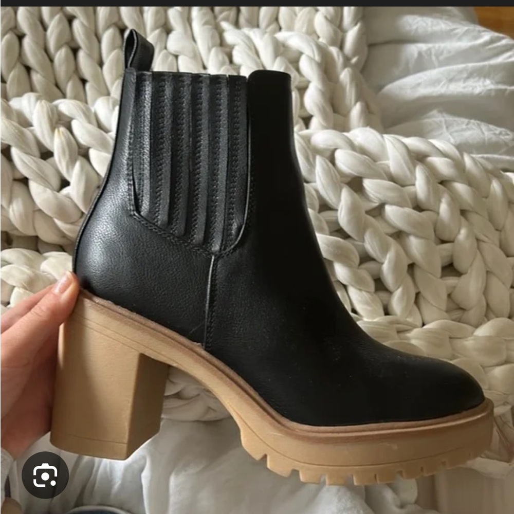 DV by Dolce Vita Black Ankle Boots with Tan Soles